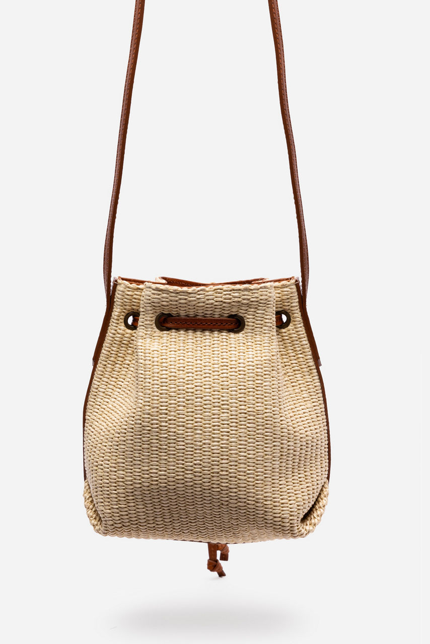 ITALIAN RAFFIA CROSSBODY BUCKET BAG, , large image 3