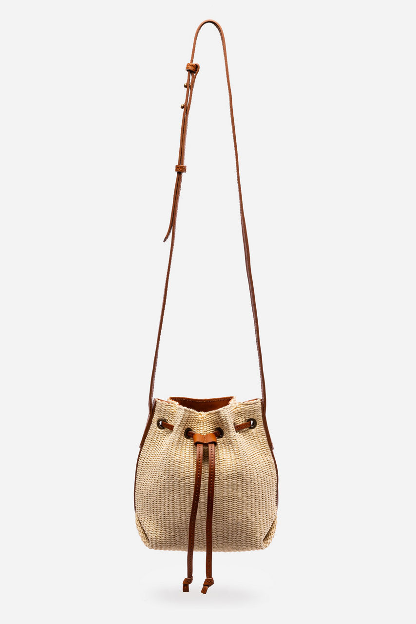 ITALIAN RAFFIA CROSSBODY BUCKET BAG, , large image 4