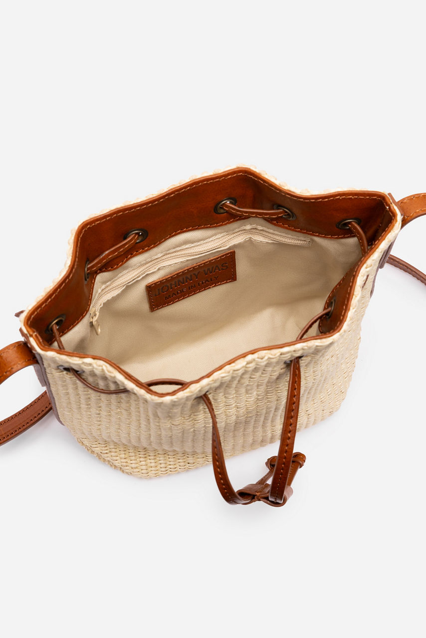 ITALIAN RAFFIA CROSSBODY BUCKET BAG, , large image 5