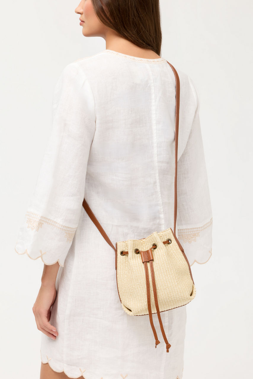 ITALIAN RAFFIA CROSSBODY BUCKET BAG, , large image 6