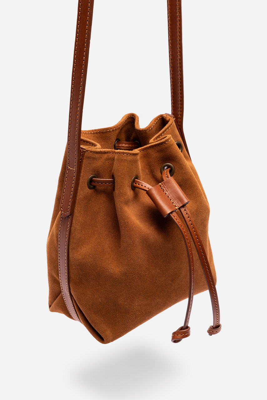 ITALIAN SUEDE CROSSBODY BUCKETBAG, , large image 2