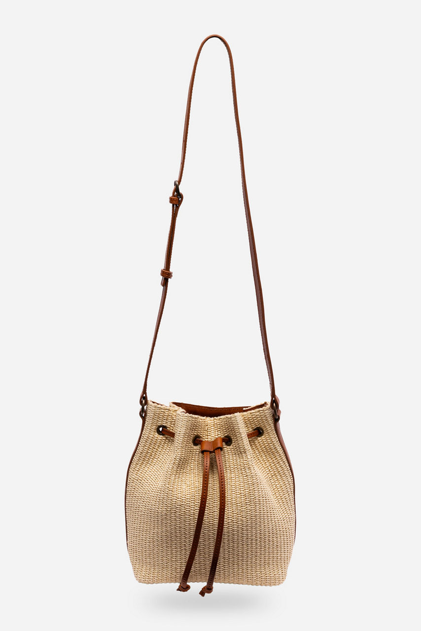 ITALIAN RAFFIA CINCH BUCKET BAG, , large image 4