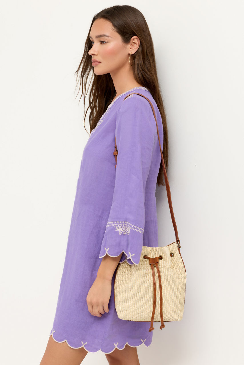 ITALIAN RAFFIA CINCH BUCKET BAG, , large image 6