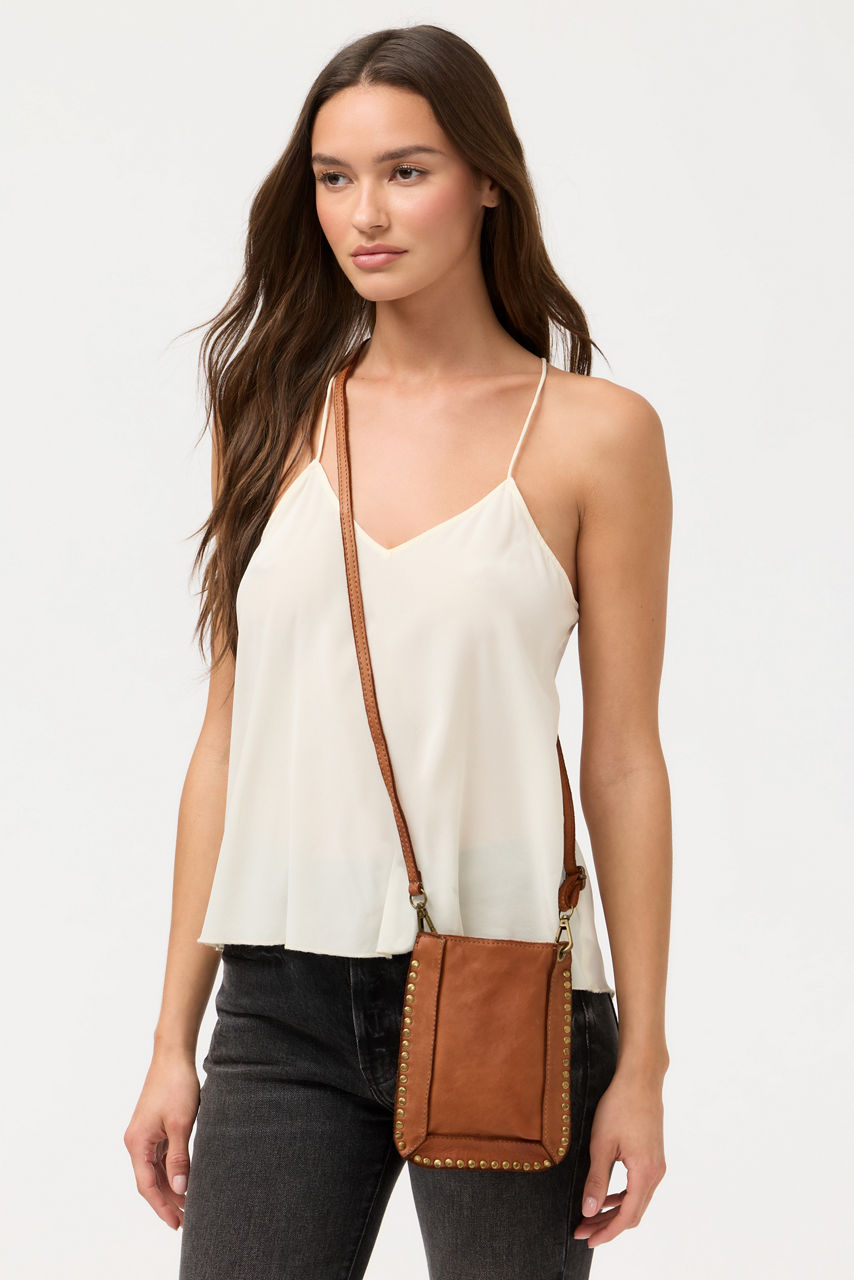 ITALIAN LEATHER STUDDED CELL PHONE CROSSBODY, , large image 4