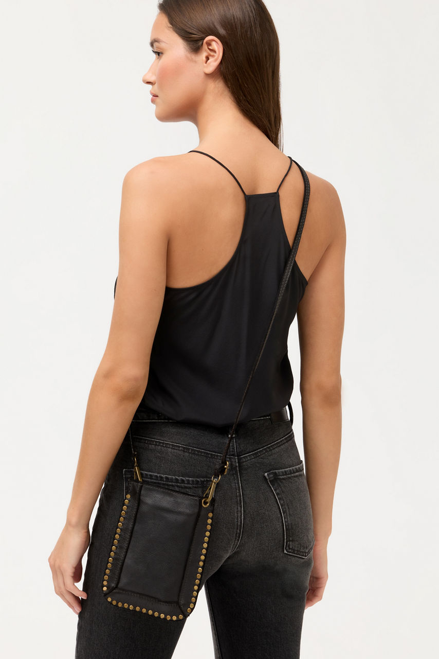 ITALIAN LEATHER STUDDED CELL PHONE CROSSBODY, , large image 4