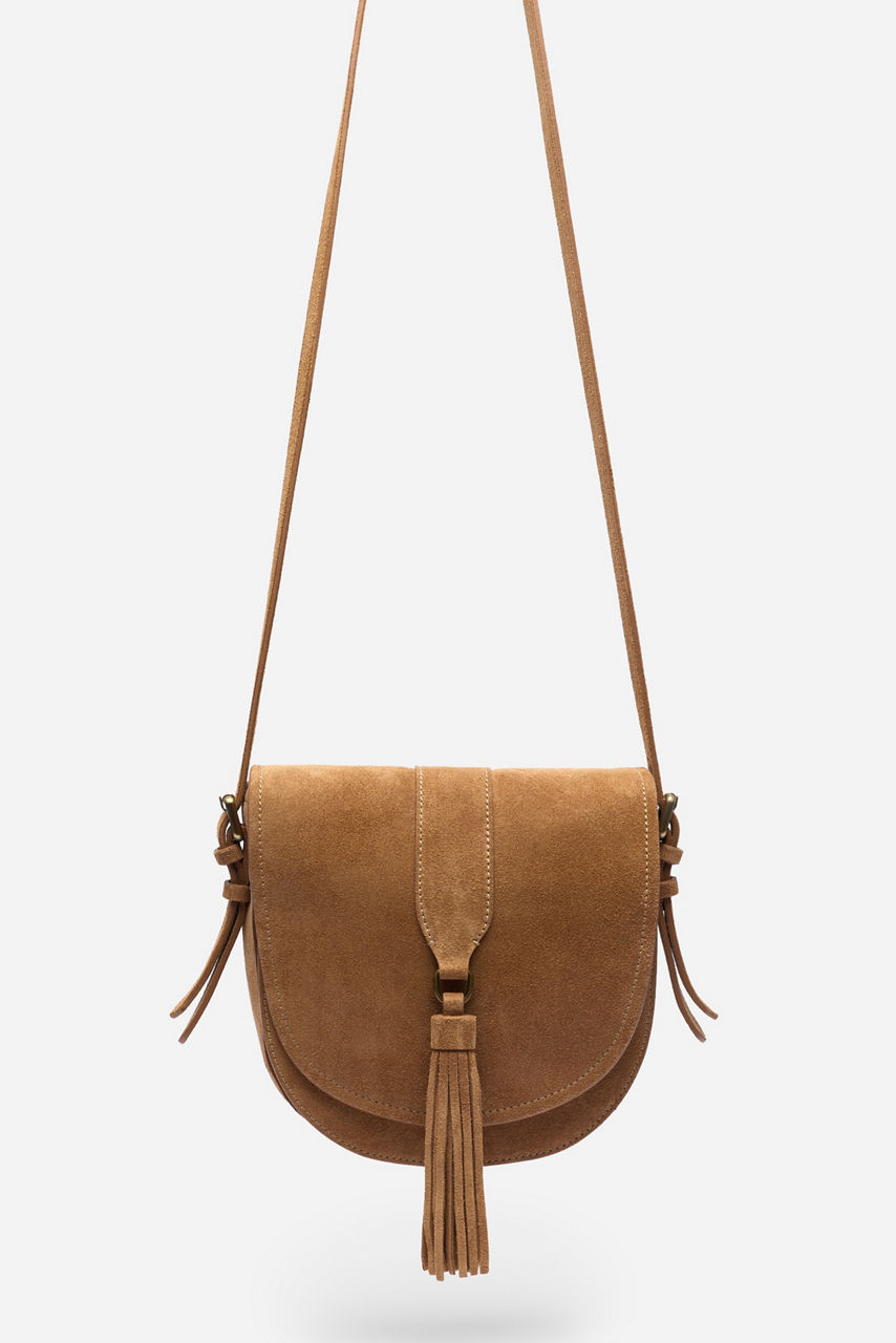 ITALIAN SUEDE BUCKLE SADDLE BAG, , large image 1