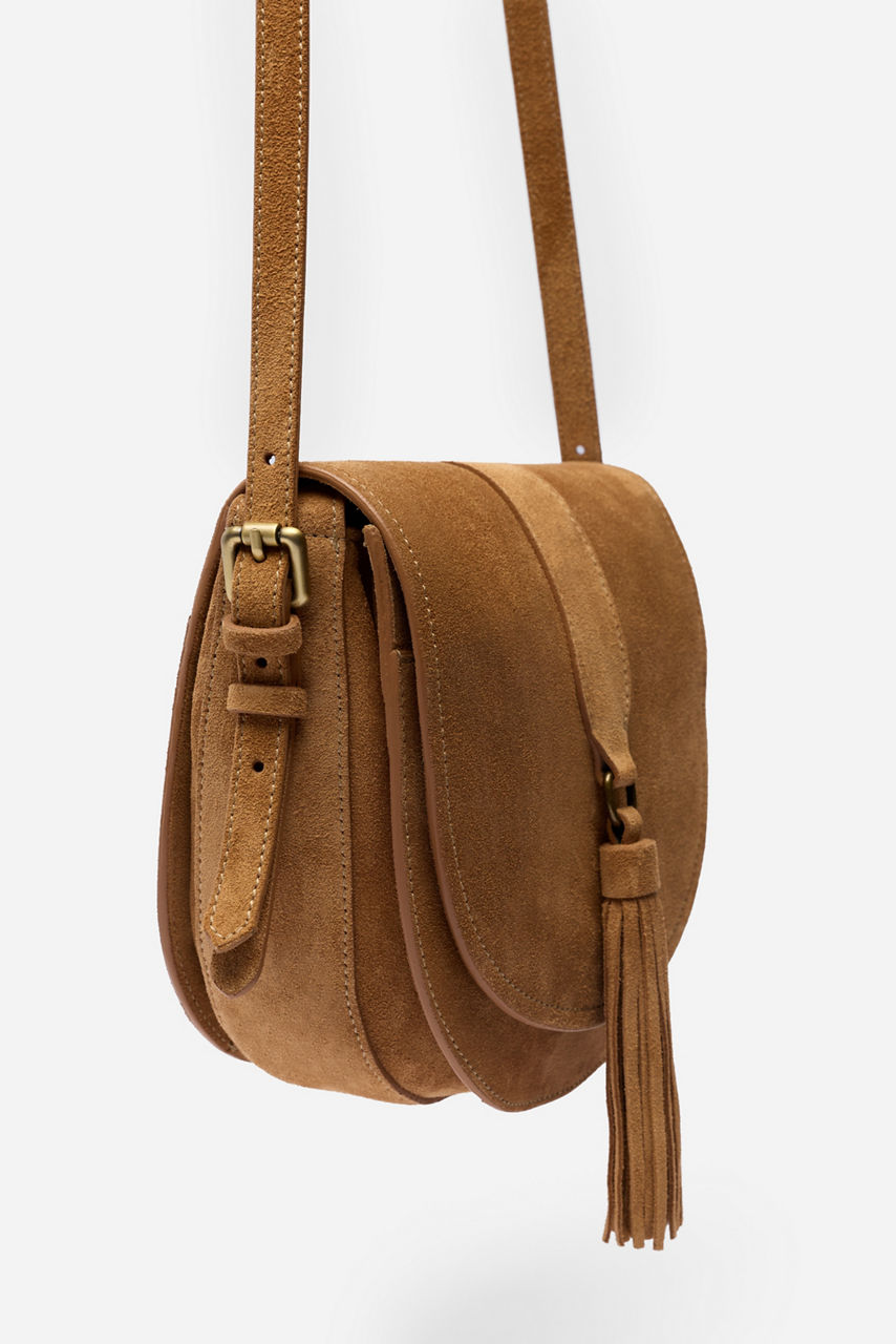 ITALIAN SUEDE BUCKLE SADDLE BAG, , large image 2