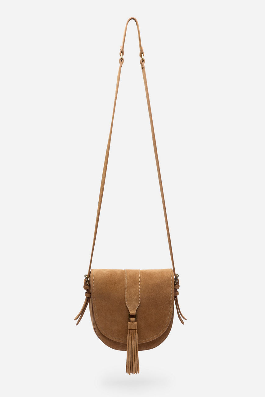 ITALIAN SUEDE BUCKLE SADDLE BAG, , large image 3