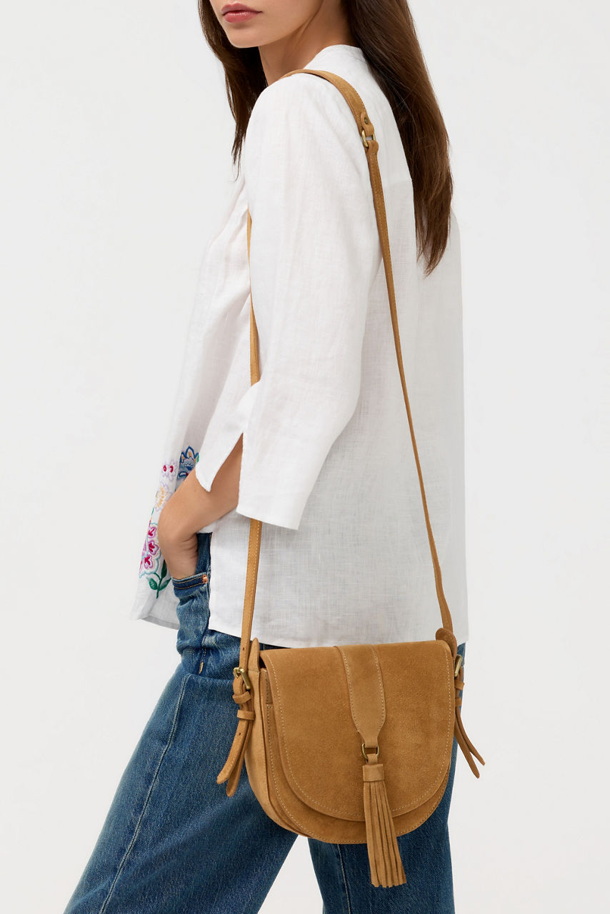 ITALIAN SUEDE BUCKLE SADDLE BAG, , large image 6