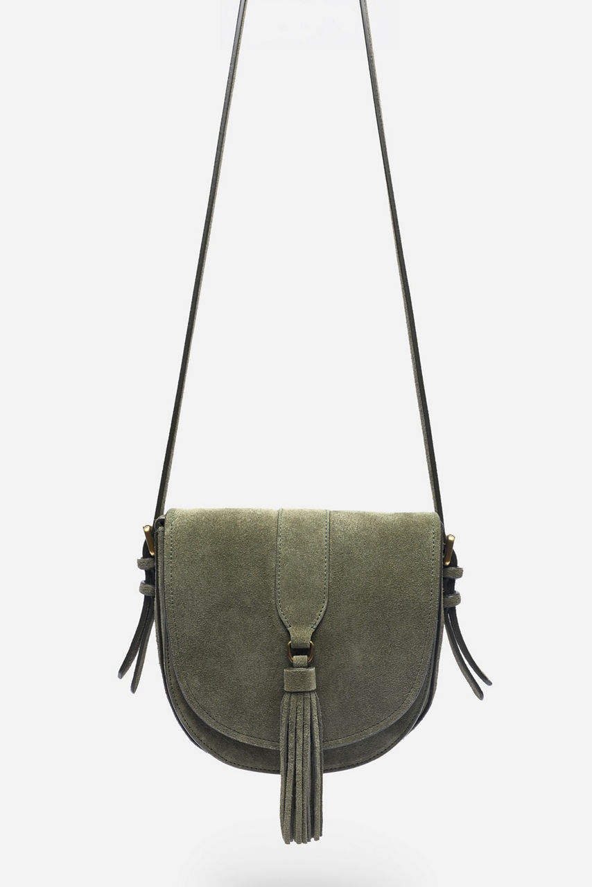 ITALIAN SUEDE BUCKLE SADDLE BAG, , large image 1