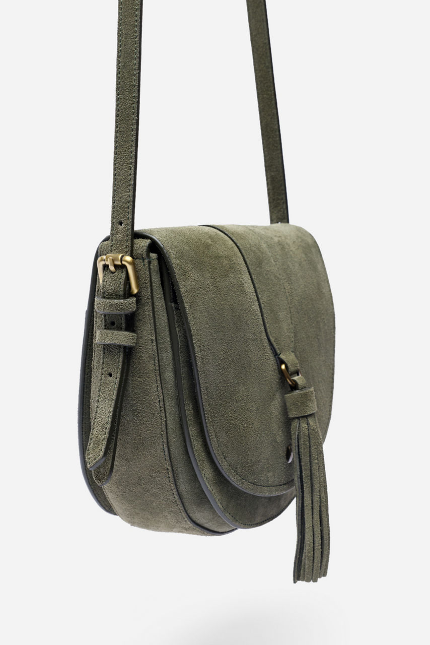 ITALIAN SUEDE BUCKLE SADDLE BAG, , large image 2