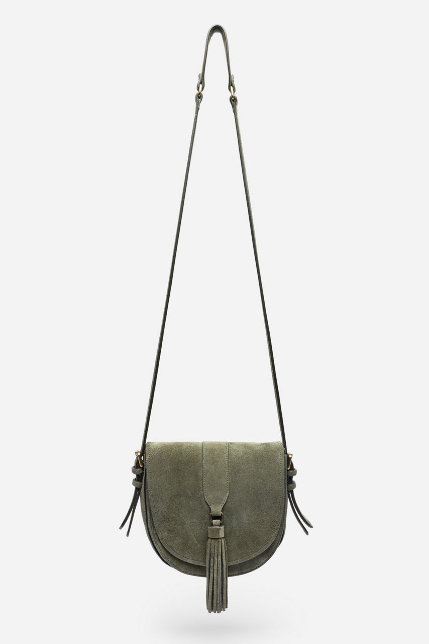 ITALIAN SUEDE BUCKLE SADDLE BAG, , large image 3