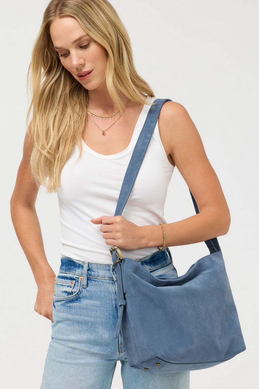 ITALIAN SUEDE CROSSBODY BUCKET BAG, , large image 4