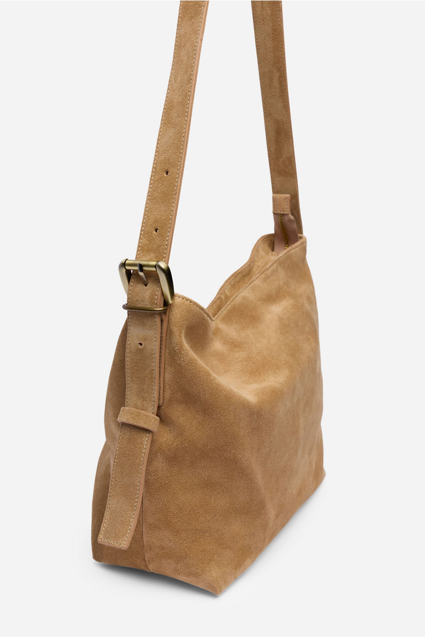 ITALIAN SUEDE CROSSBODY BUCKET BAG, , large image 2
