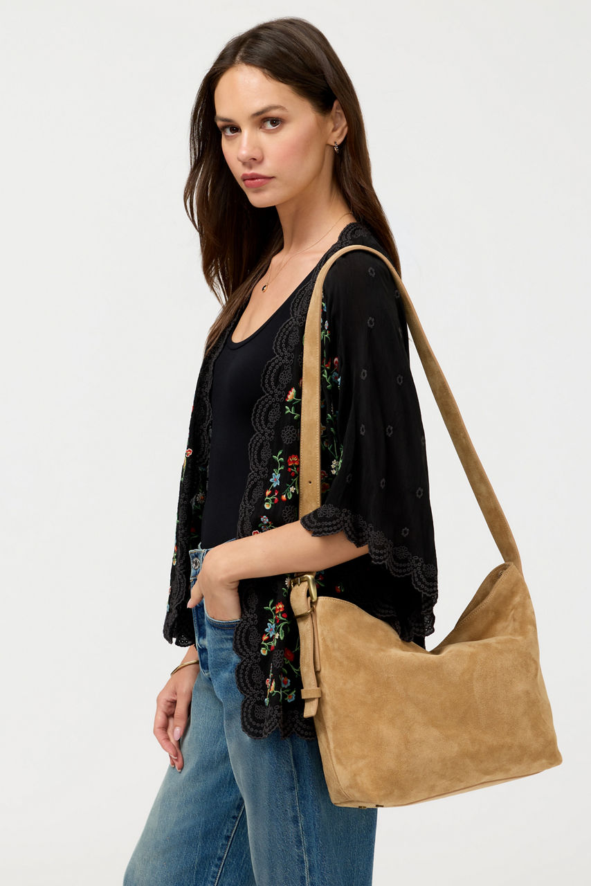 ITALIAN SUEDE CROSSBODY BUCKET BAG, , large image 4