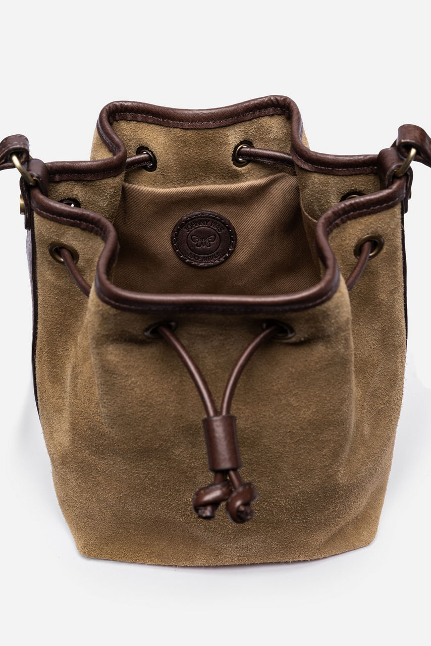 ITALIAN SUEDE CONTRAST TRIM BUCKET BAG, , large image 5