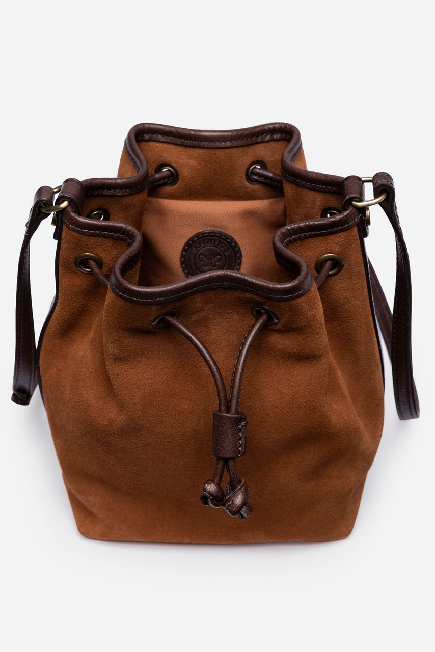 ITALIAN SUEDE CONTRAST TRIM BUCKET BAG, , large image 5