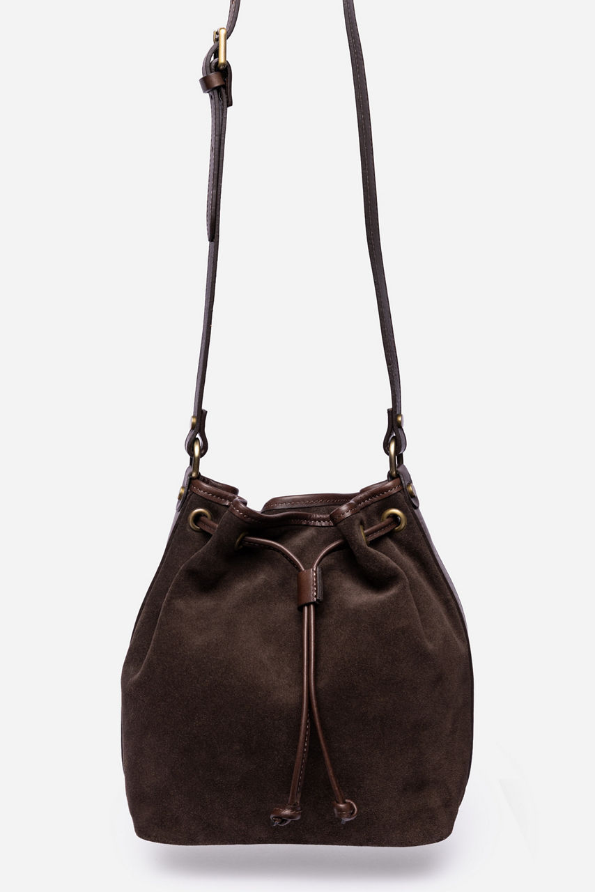 ITALIAN SUEDE CINCH CROSSBODY BUCKETBAG, , large image 1