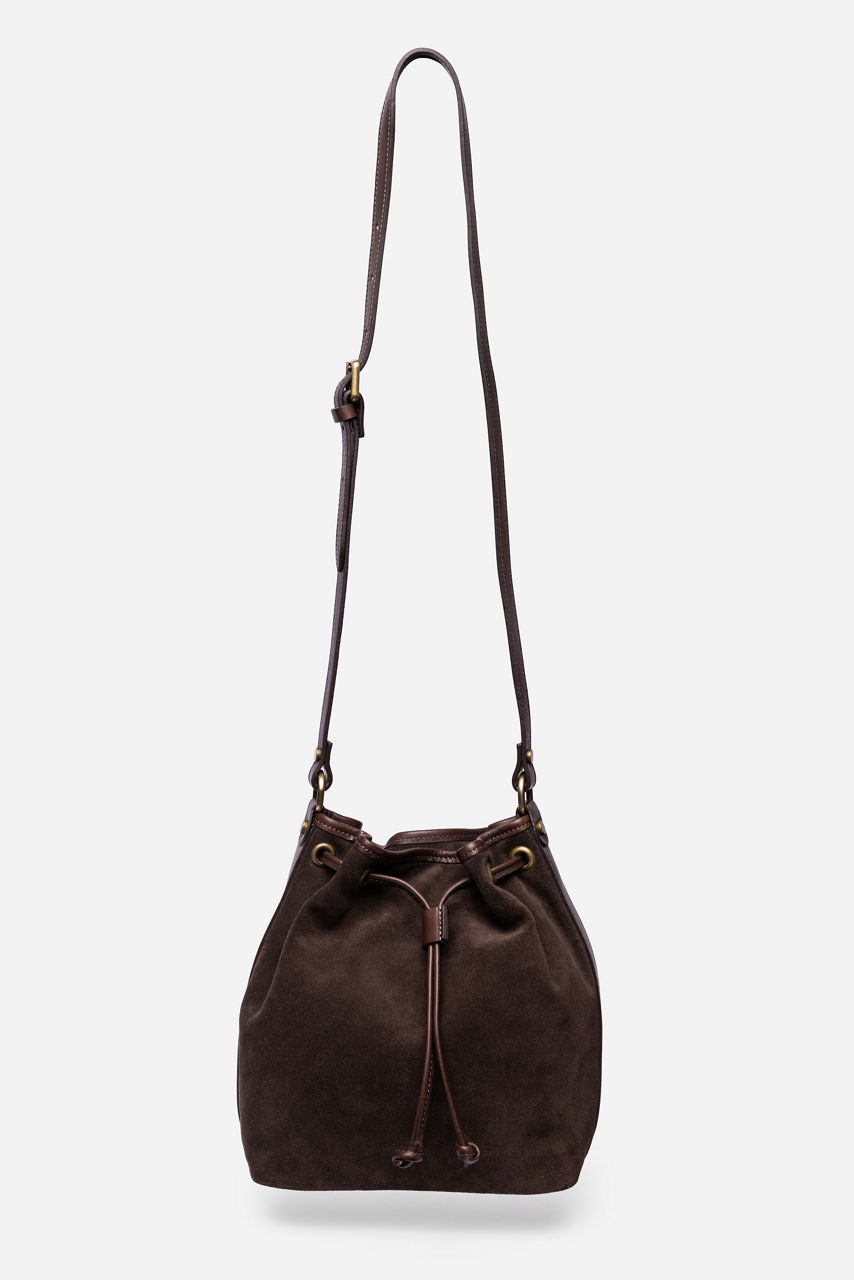 ITALIAN SUEDE CINCH CROSSBODY BUCKETBAG, , large image 2