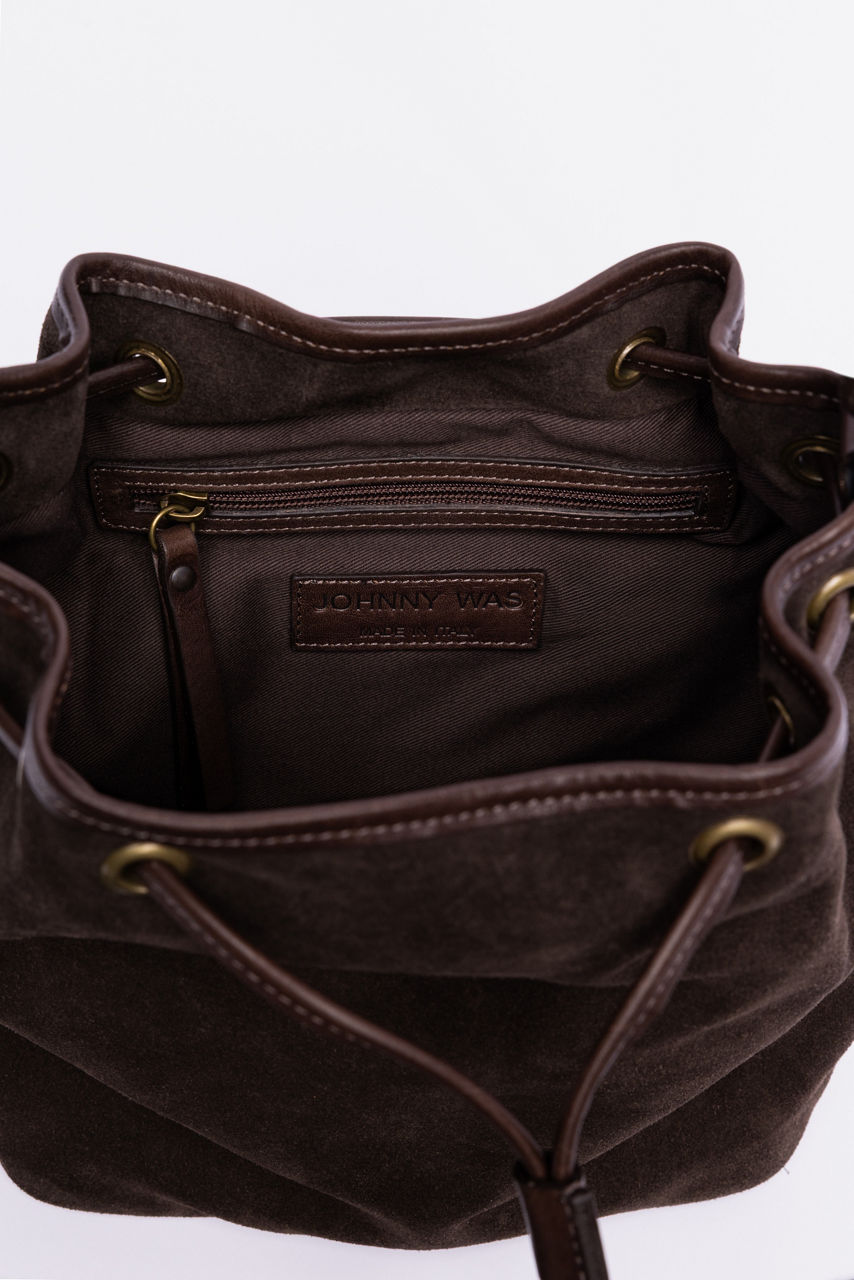 ITALIAN SUEDE CINCH CROSSBODY BUCKETBAG, , large image 4