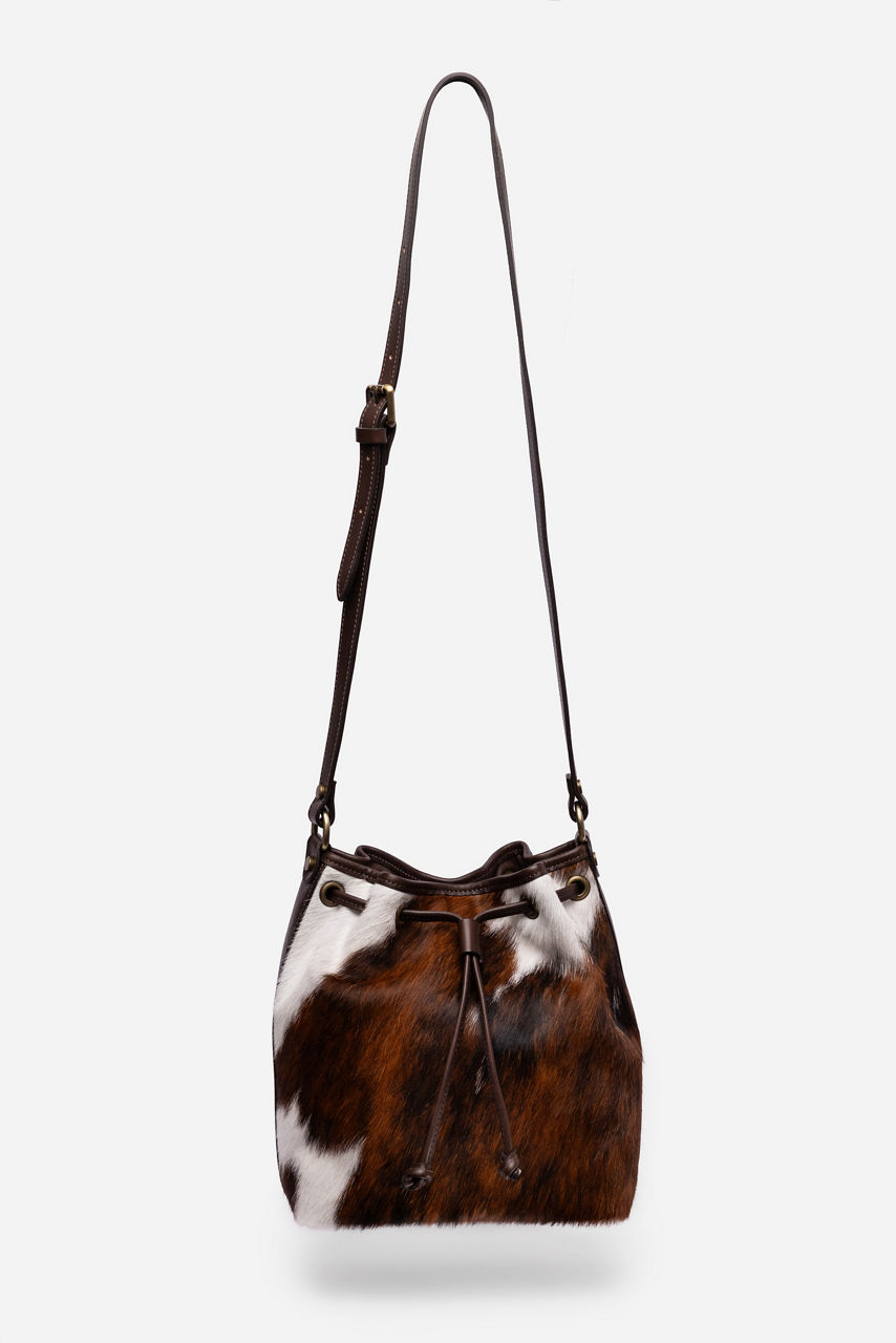 ITALIAN CALF HAIR CINCH CROSSBODY BUCKET, , large image 2