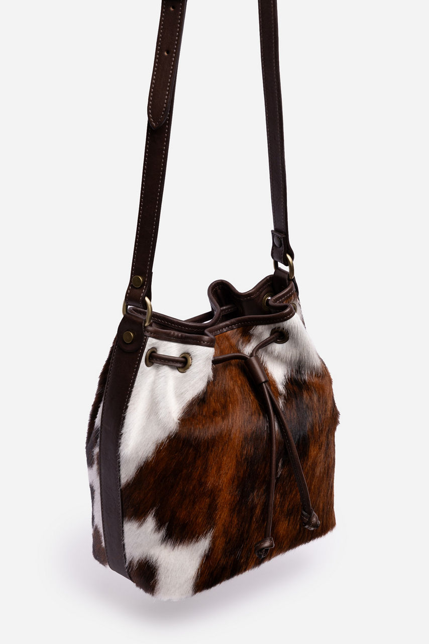 ITALIAN CALF HAIR CINCH CROSSBODY BUCKET, , large image 3