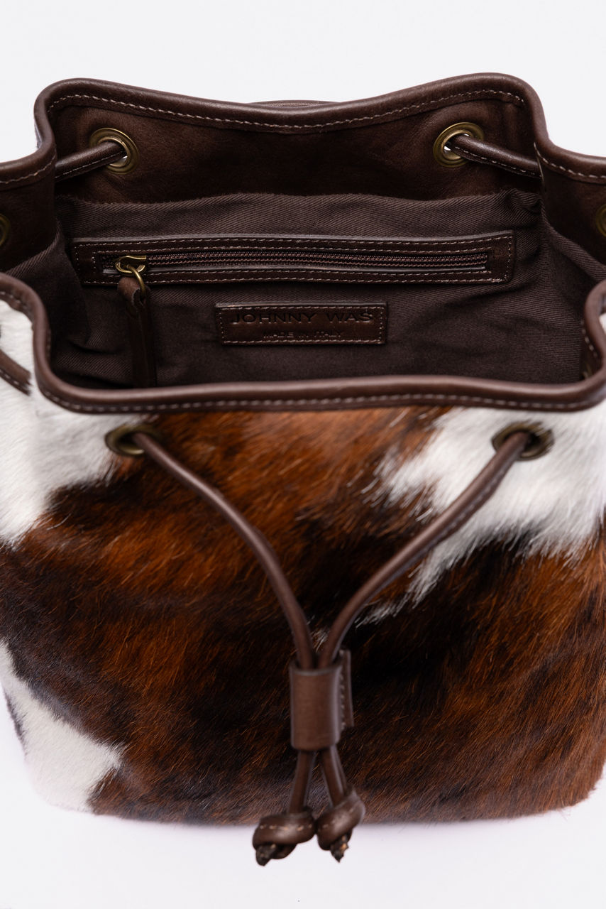 ITALIAN CALF HAIR CINCH CROSSBODY BUCKET, , large image 4
