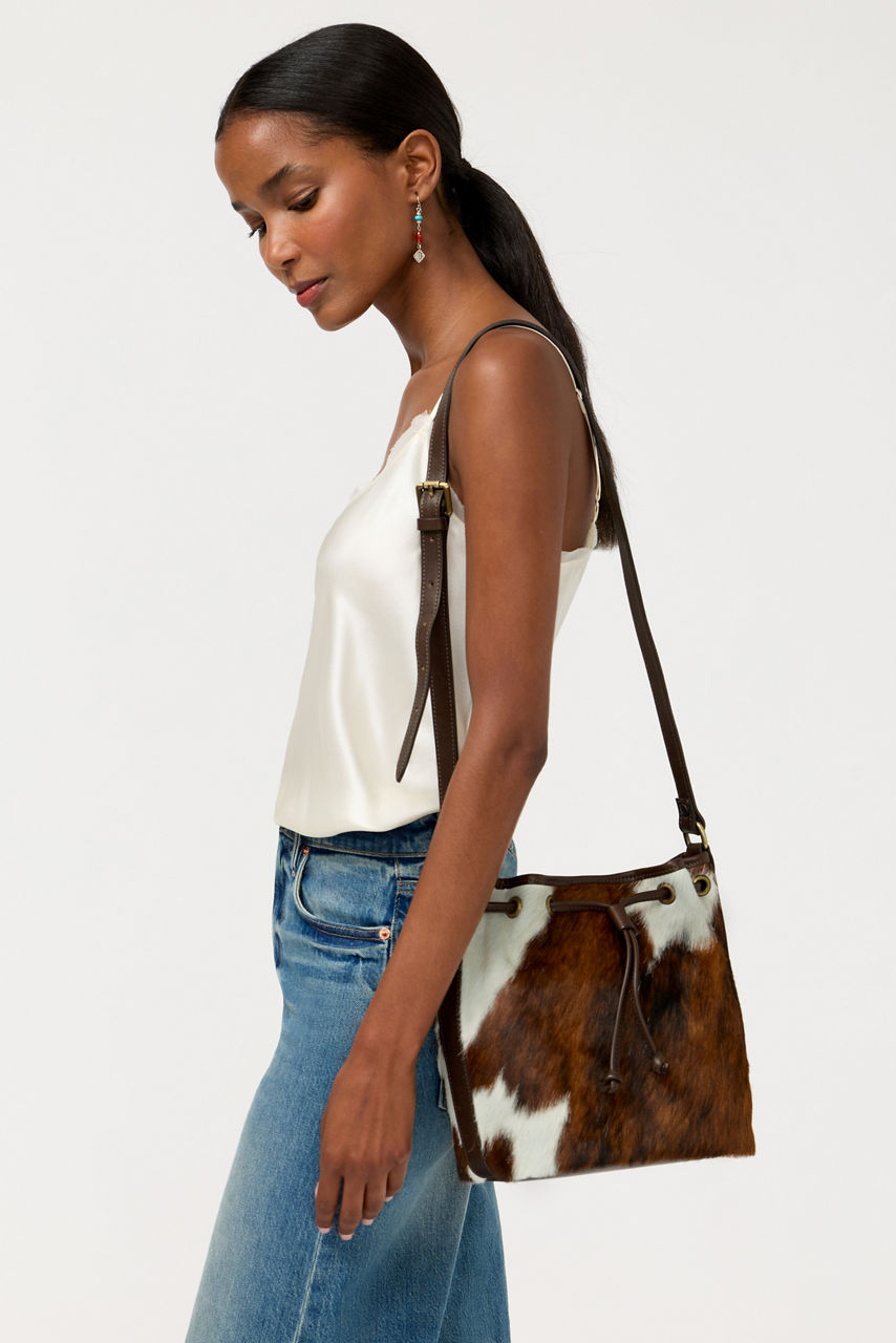 ITALIAN CALF HAIR CINCH CROSSBODY BUCKET, , large image 5