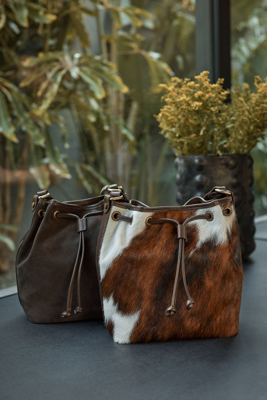 ITALIAN CALF HAIR CINCH CROSSBODY BUCKET, , large image 6