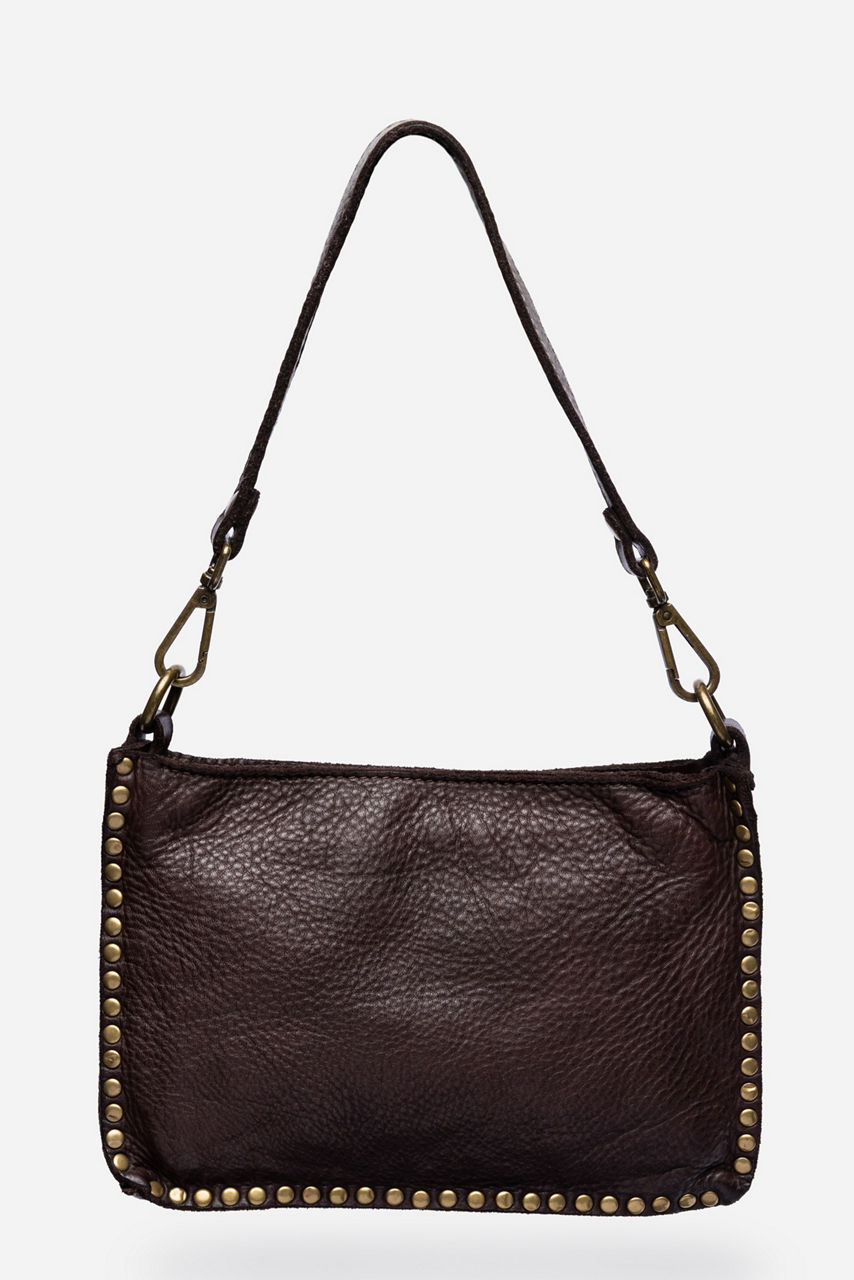 ITALIAN WASHED LEATHER STUDDED SHOULDER BAG, , large image 2