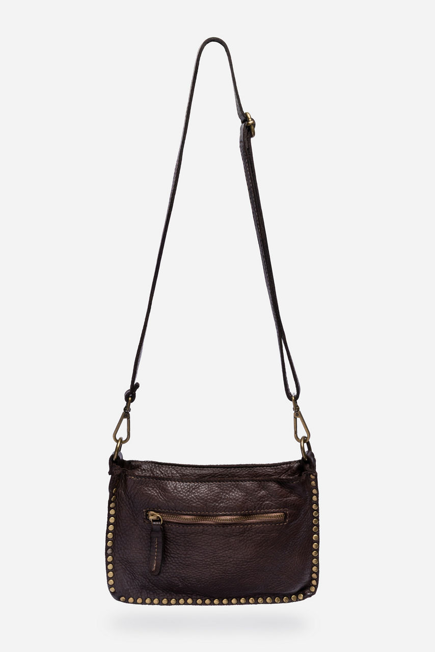 ITALIAN WASHED LEATHER STUDDED SHOULDER BAG, , large image 4