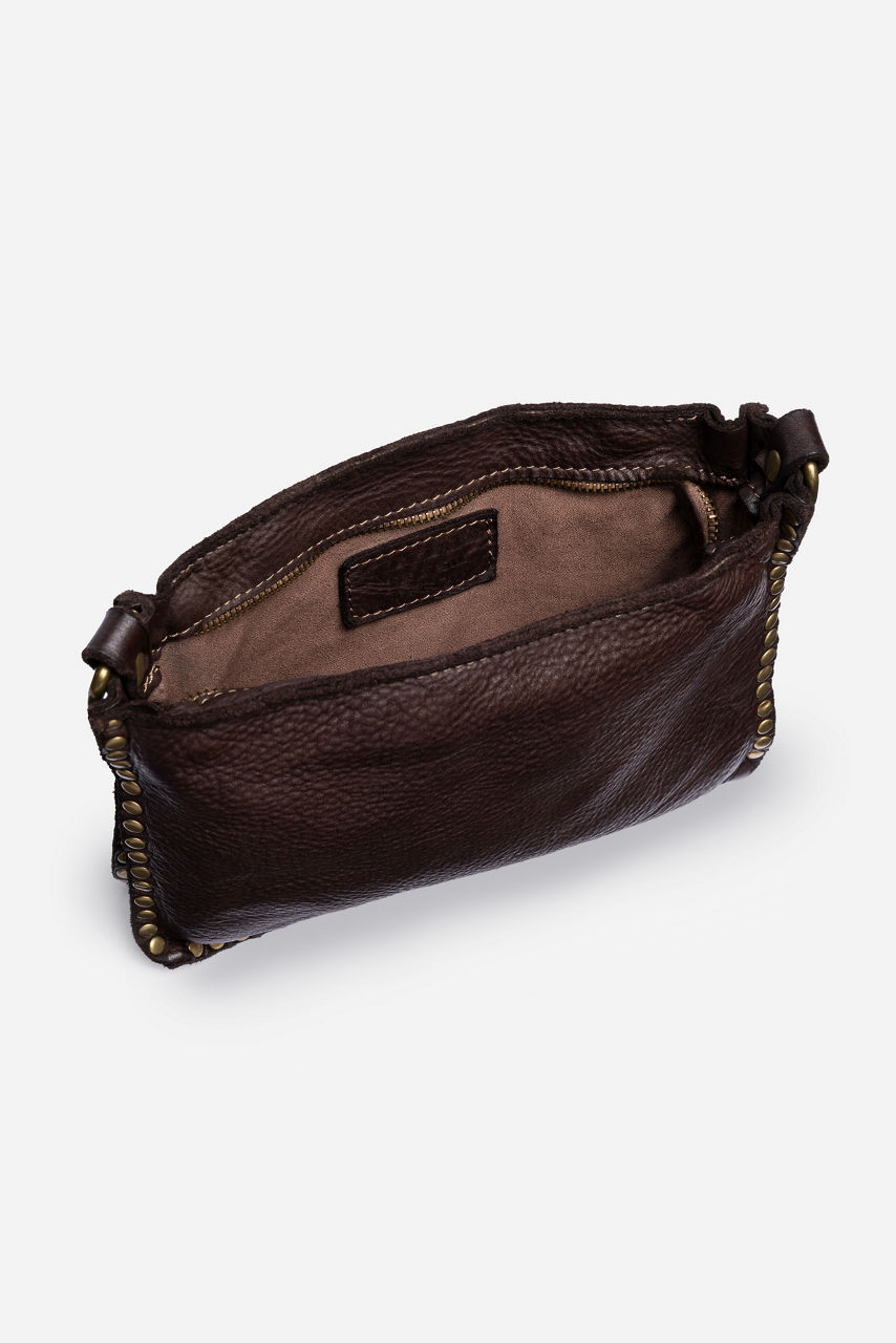 ITALIAN WASHED LEATHER STUDDED SHOULDER BAG, , large image 6