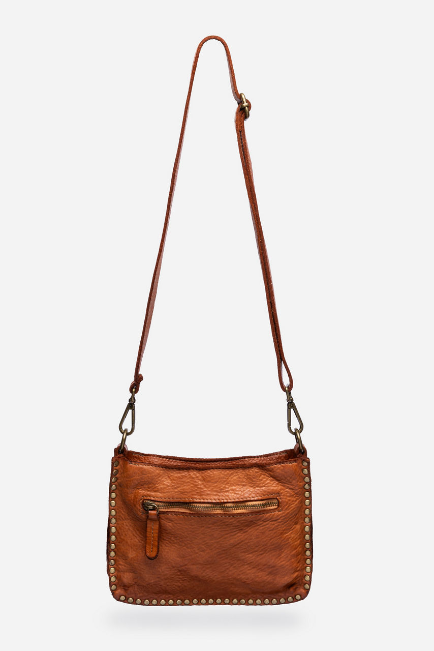 ITALIAN WASHED LEATHER STUDDED SHOULDER BAG, , large image 4