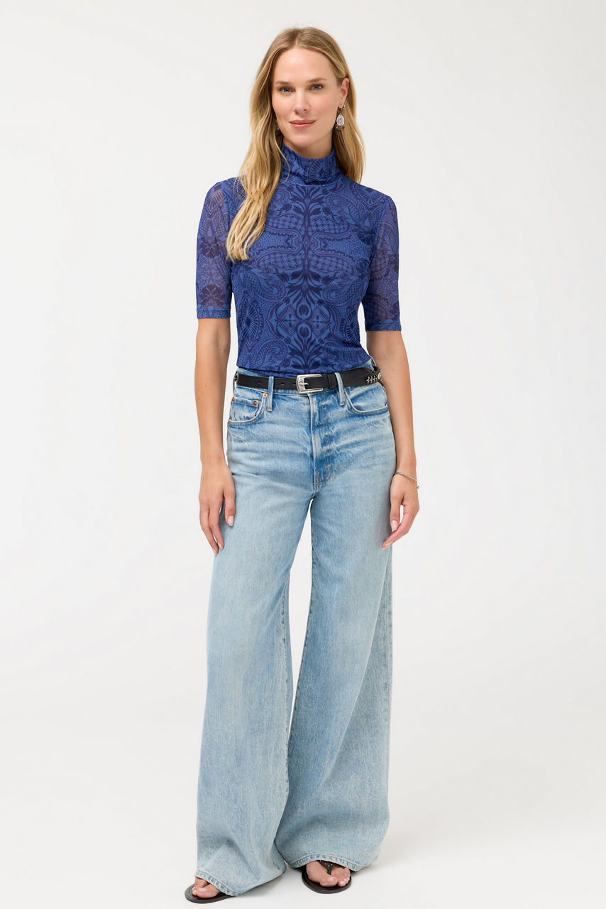 MESH ELBOW SLEEVE MOCK NECK, , large image 4
