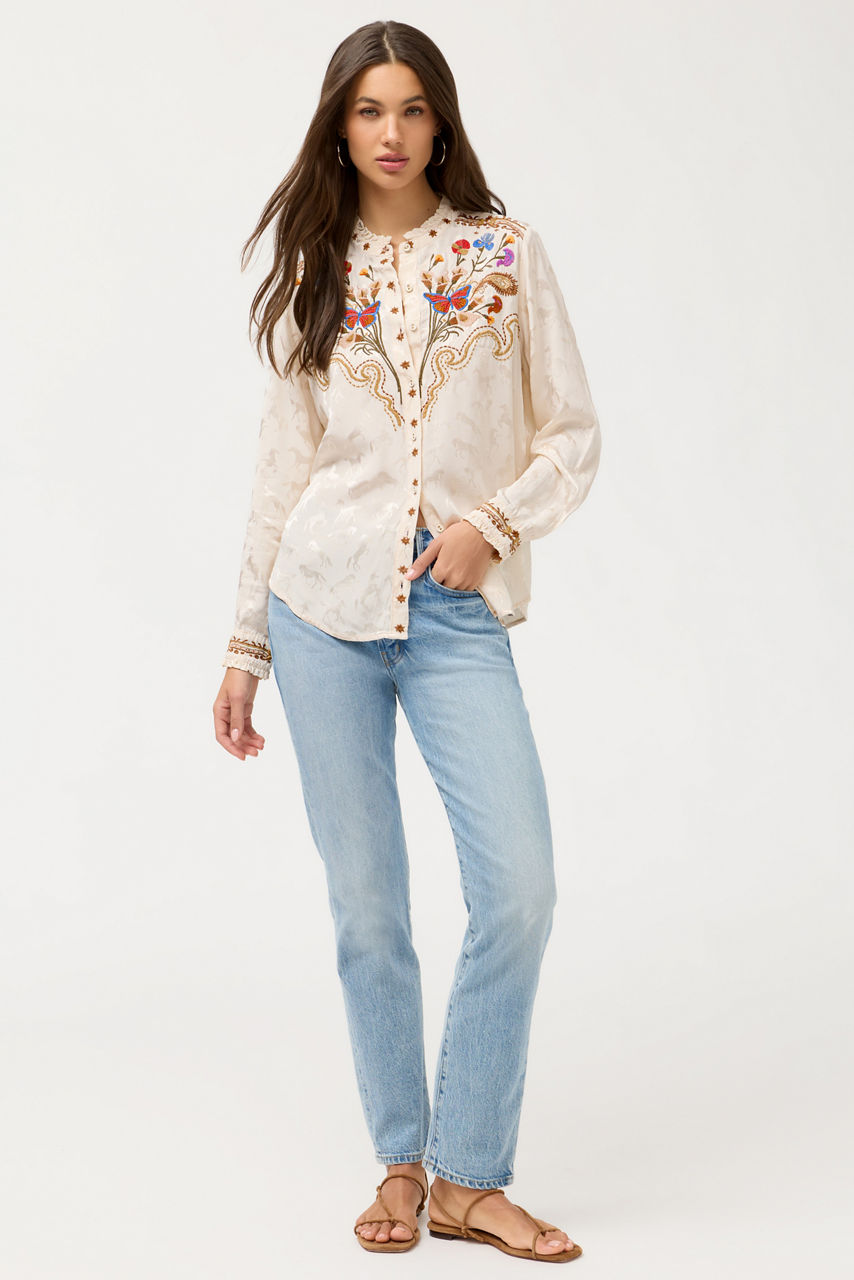 RUFFLE NECK SHIRT, , large image 2