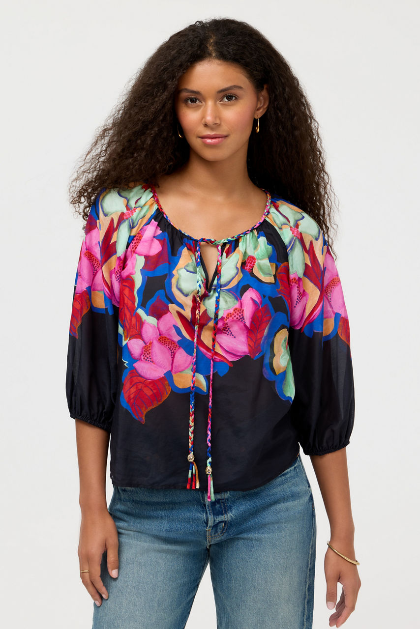 MONACO PEASANT BLOUSE, , large image 1