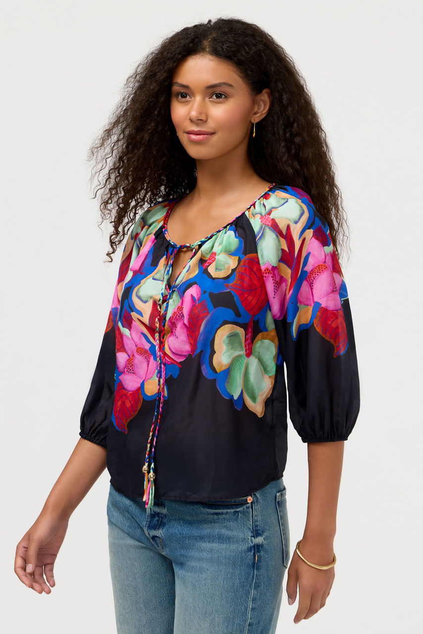 MONACO PEASANT BLOUSE, , large image 2