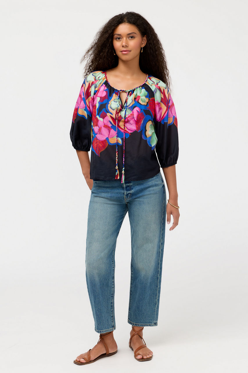 MONACO PEASANT BLOUSE, , large image 3