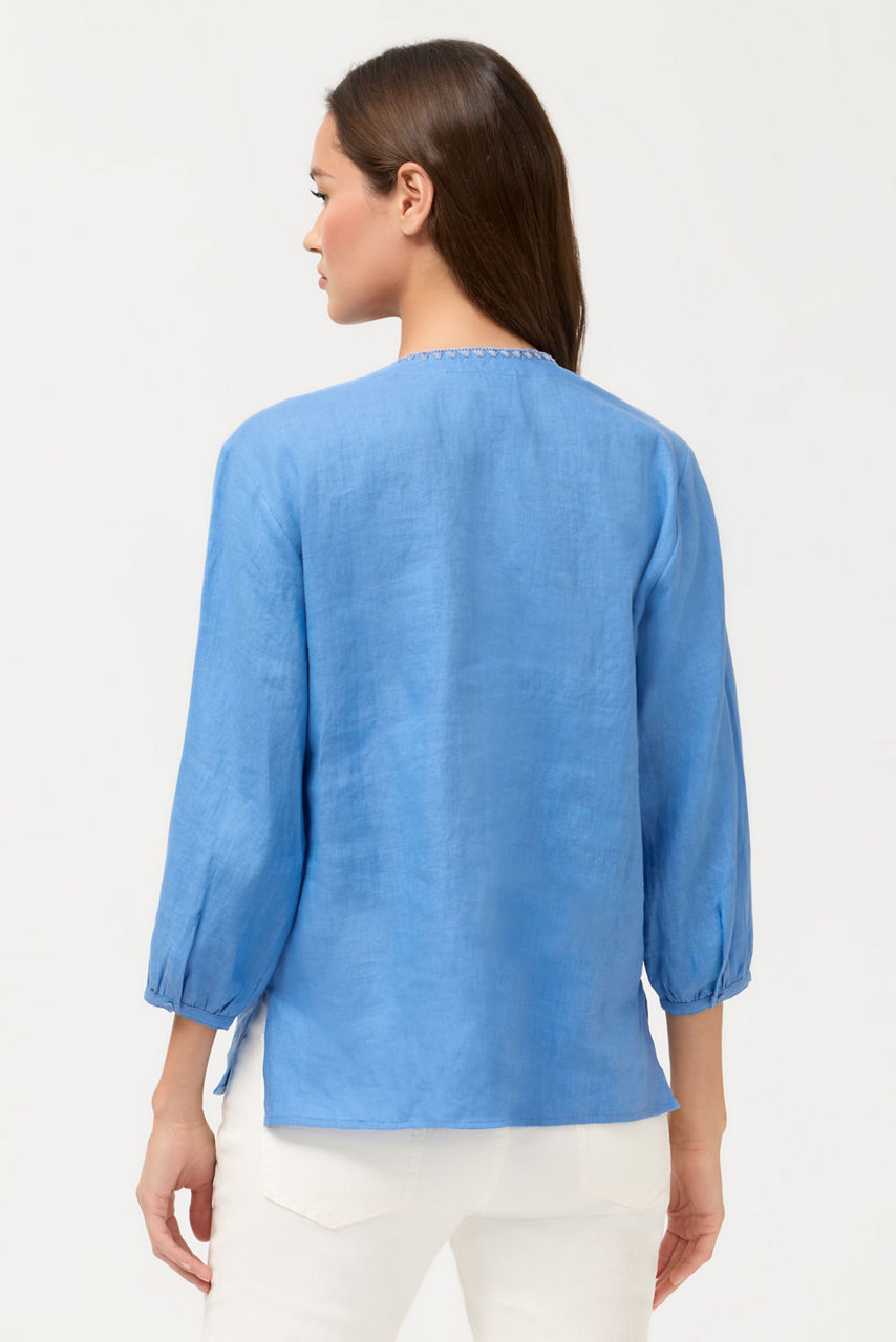 SPLIT NECK LINEN BLOUSE, , large image 3