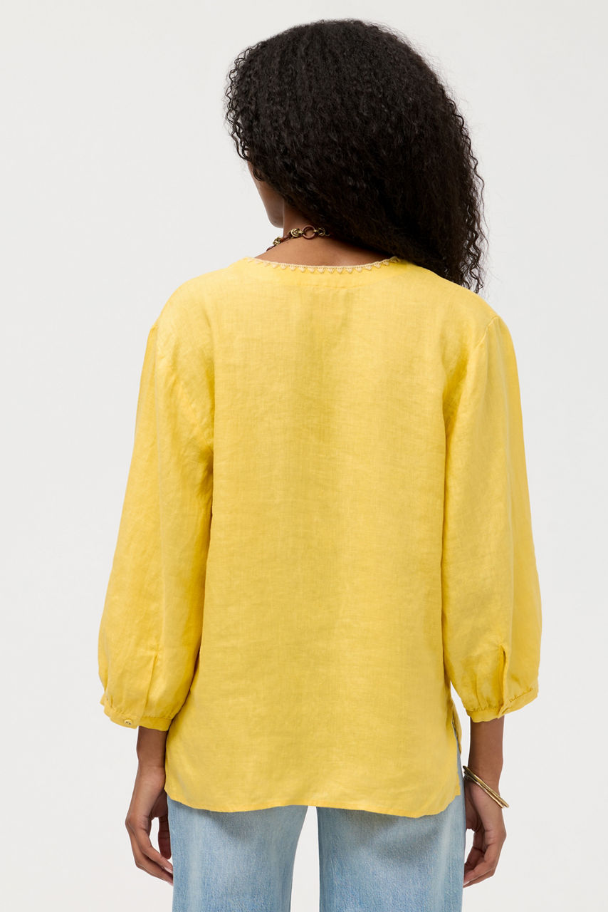 SPLIT NECK LINEN BLOUSE, , large image 4