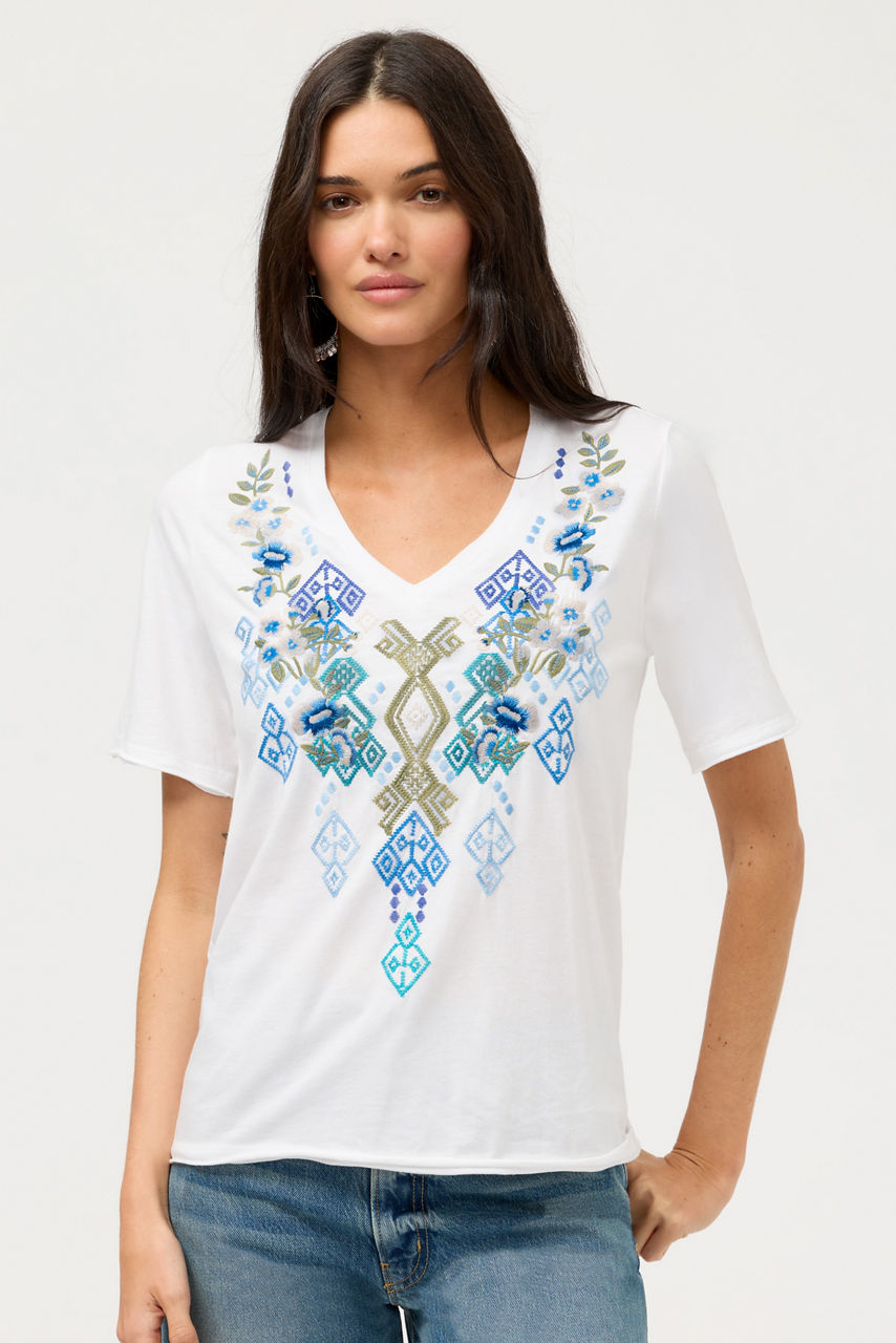 RAW HEM V-NECK TEE, , large image 1