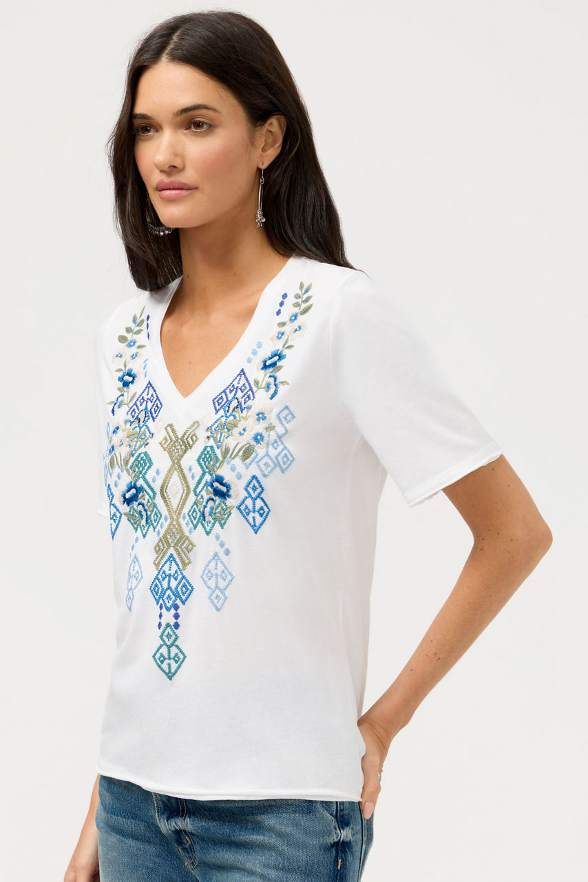 RAW HEM V-NECK TEE, , large image 2