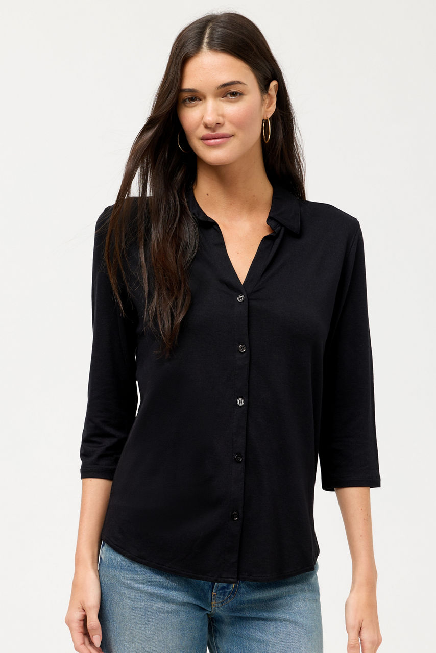 SOFT TOUCH 3/4 SLEEVE RELAXED SHIRT, , large image 1