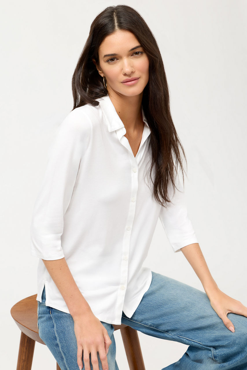 SOFT TOUCH 3/4 SLEEVE RELAXED SHIRT, , large image 1