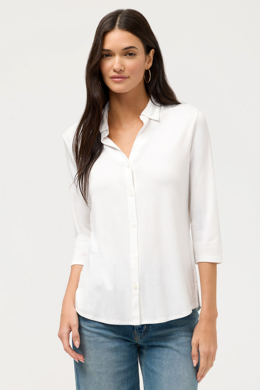 SOFT TOUCH 3/4 SLEEVE RELAXED SHIRT, , large image 2