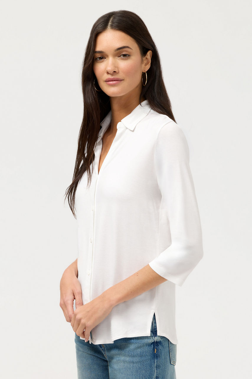 SOFT TOUCH 3/4 SLEEVE RELAXED SHIRT, , large image 3