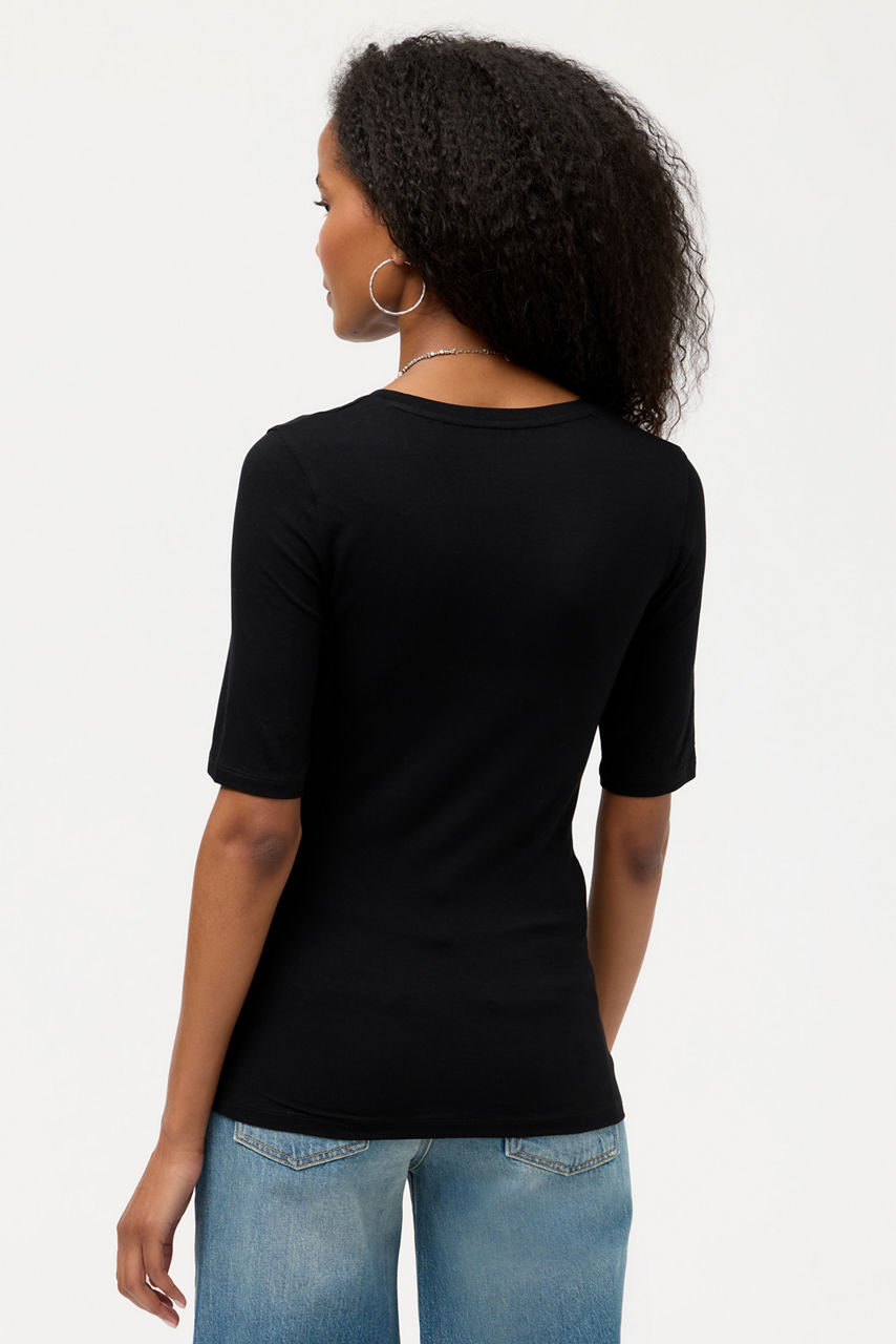 ESSENTIALS ELBOW SLEEVE SCOOP NECK, , large image 3