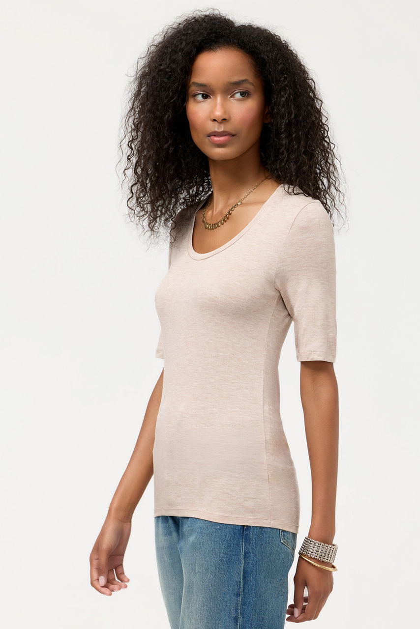 ESSENTIALS ELBOW SLEEVE SCOOP NECK, , large image 3