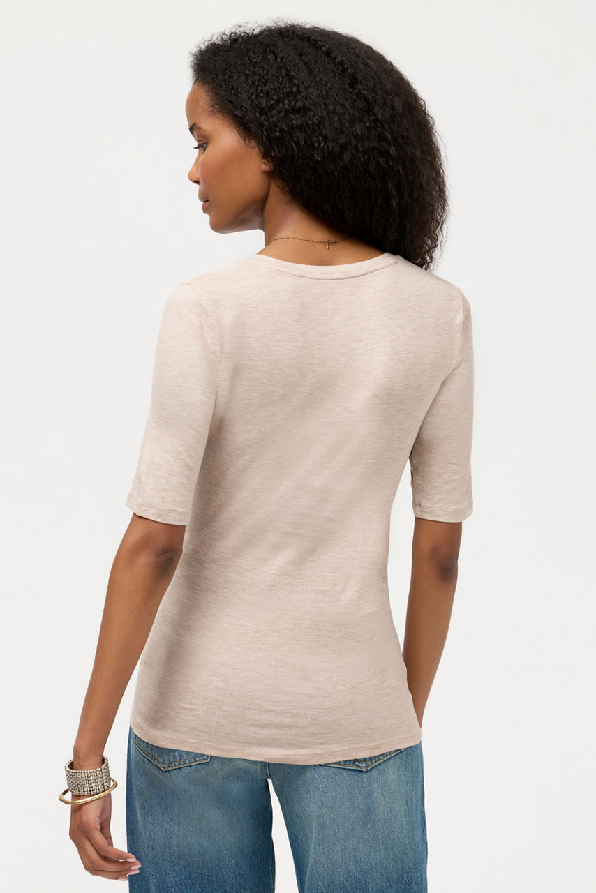 ESSENTIALS ELBOW SLEEVE SCOOP NECK, , large image 4