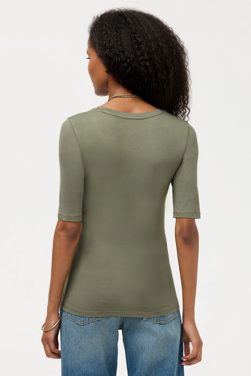 ESSENTIALS ELBOW SLEEVE SCOOP NECK, , large image 4